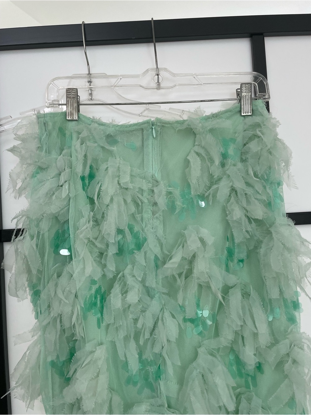 ASOS Elegant Feather-Embellished Mint Green Midi Skirt - Women - Picture 4 of 6
